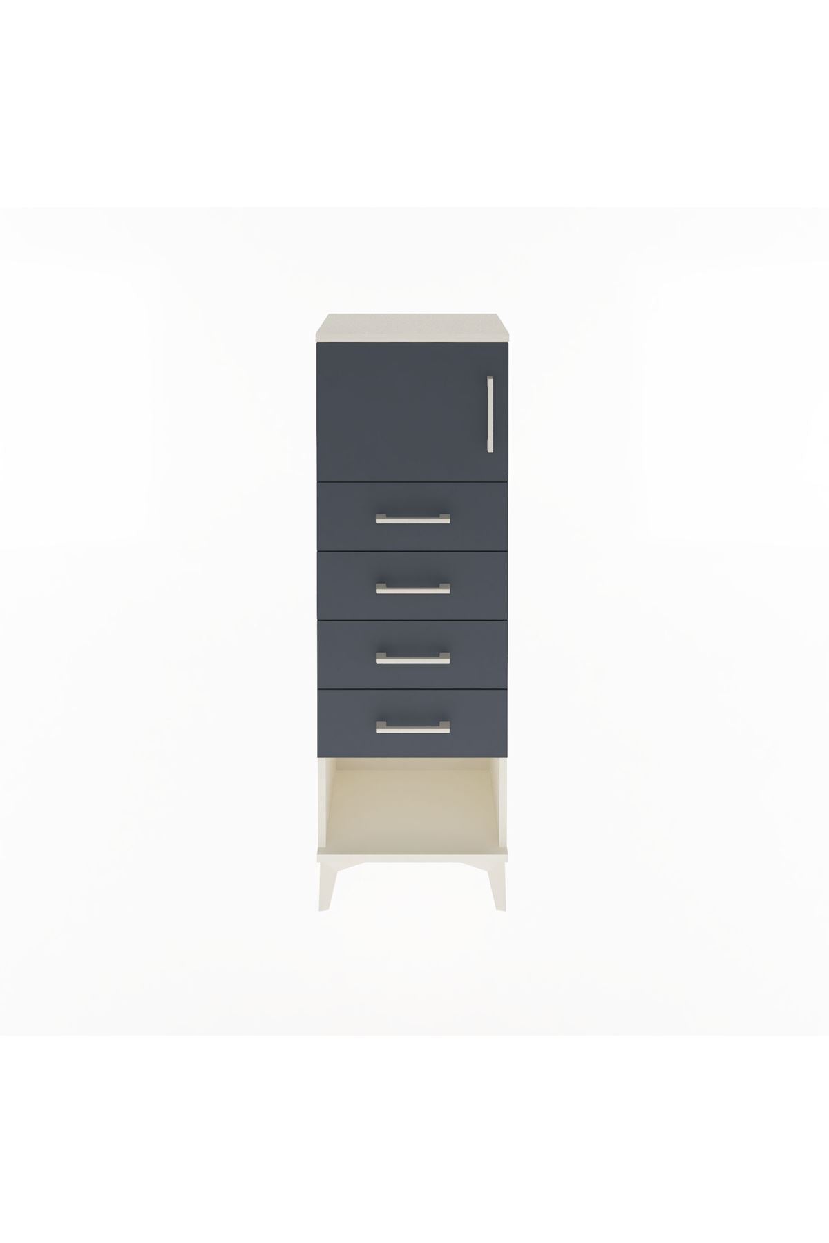 Arges Dolap Tek Raflı 4 Çekmeceli Tek Kapaklı 44x30x134 - S16M068V2A