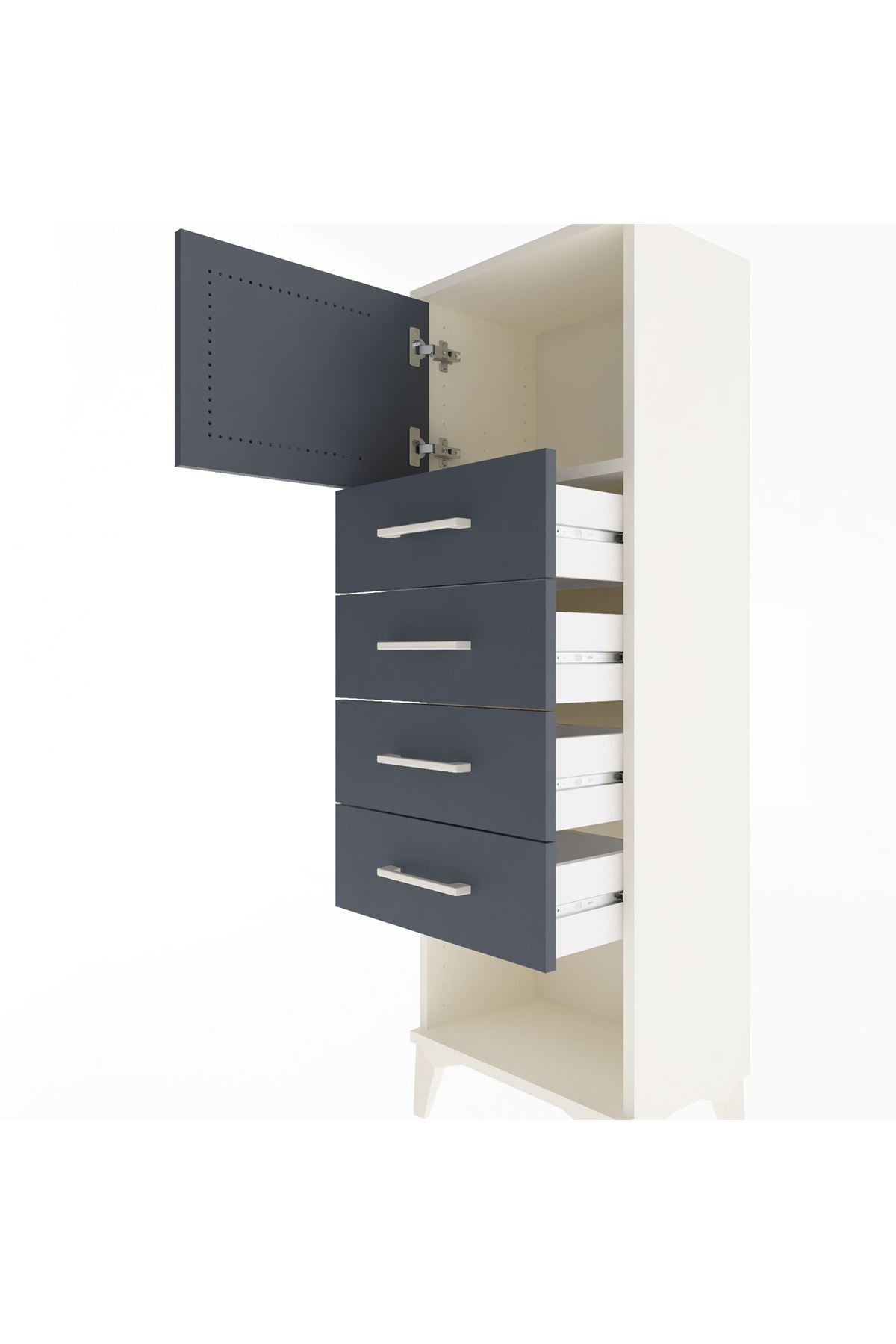 Arges Dolap Tek Raflı 4 Çekmeceli Tek Kapaklı 44x30x134 - S16M068V2A