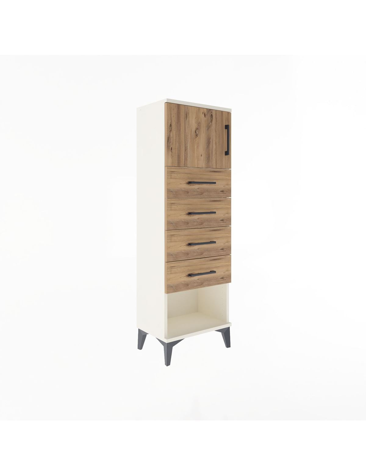 Arges Dolap Tek Raflı 4 Çekmeceli Tek Kapaklı 44x30x134 - S16M068V3A