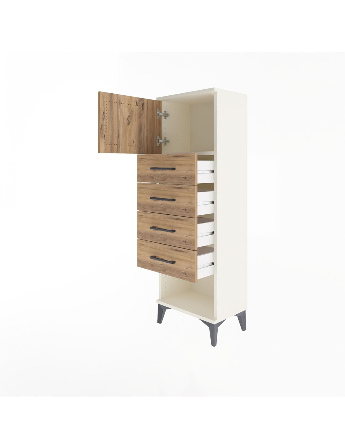 Arges Dolap Tek Raflı 4 Çekmeceli Tek Kapaklı 44x30x134 - S16M068V3A