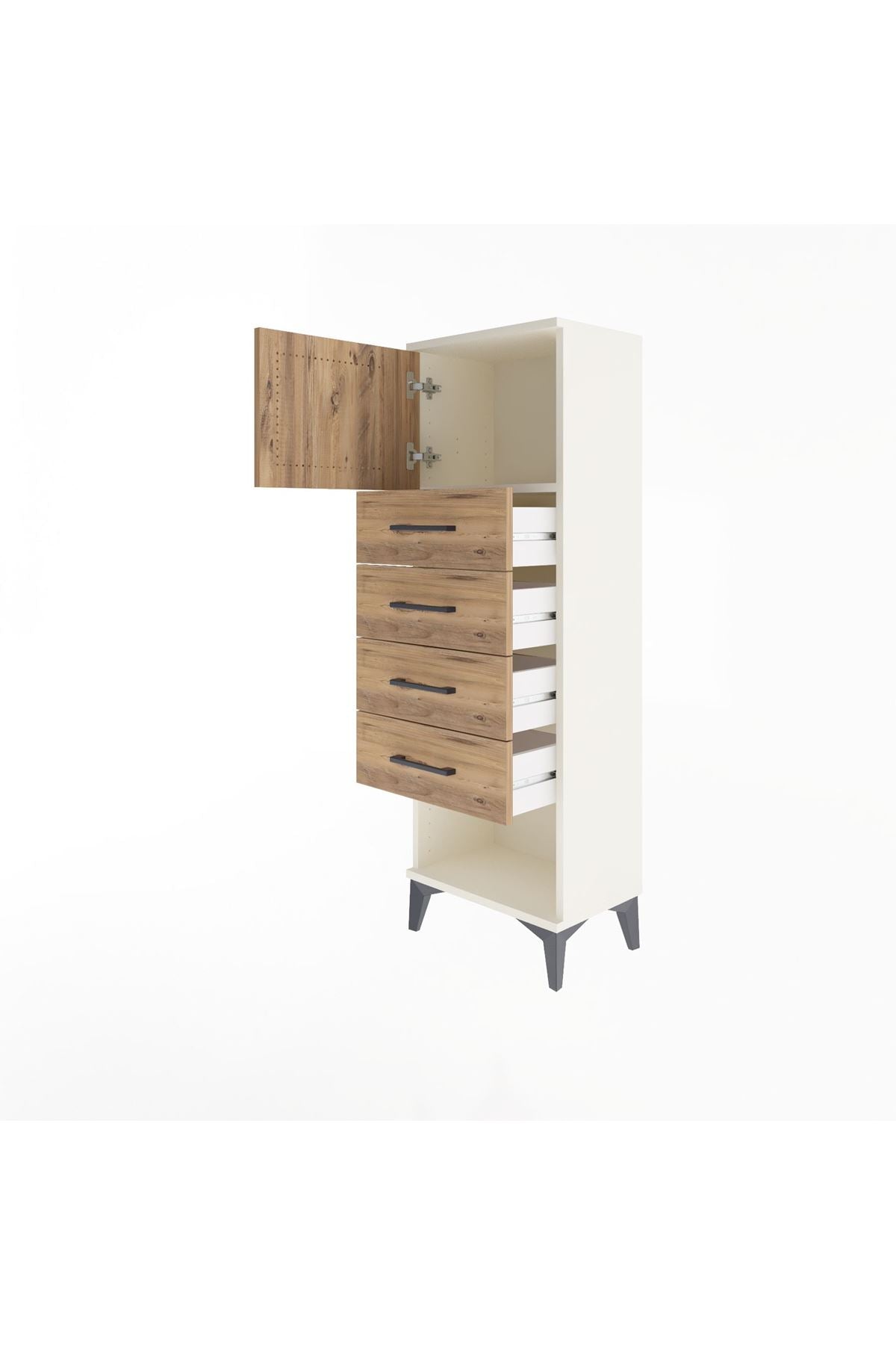Arges Dolap Tek Raflı 4 Çekmeceli Tek Kapaklı 44x30x134 - S16M068V3A