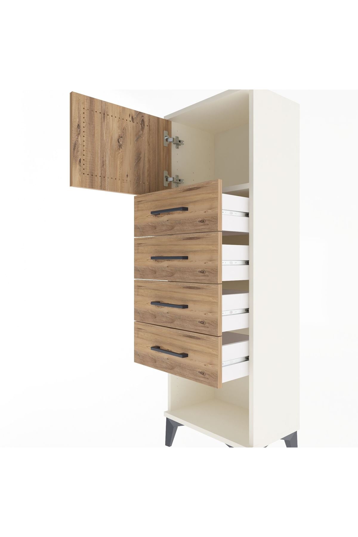 Arges Dolap Tek Raflı 4 Çekmeceli Tek Kapaklı 44x30x134 - S16M068V3A