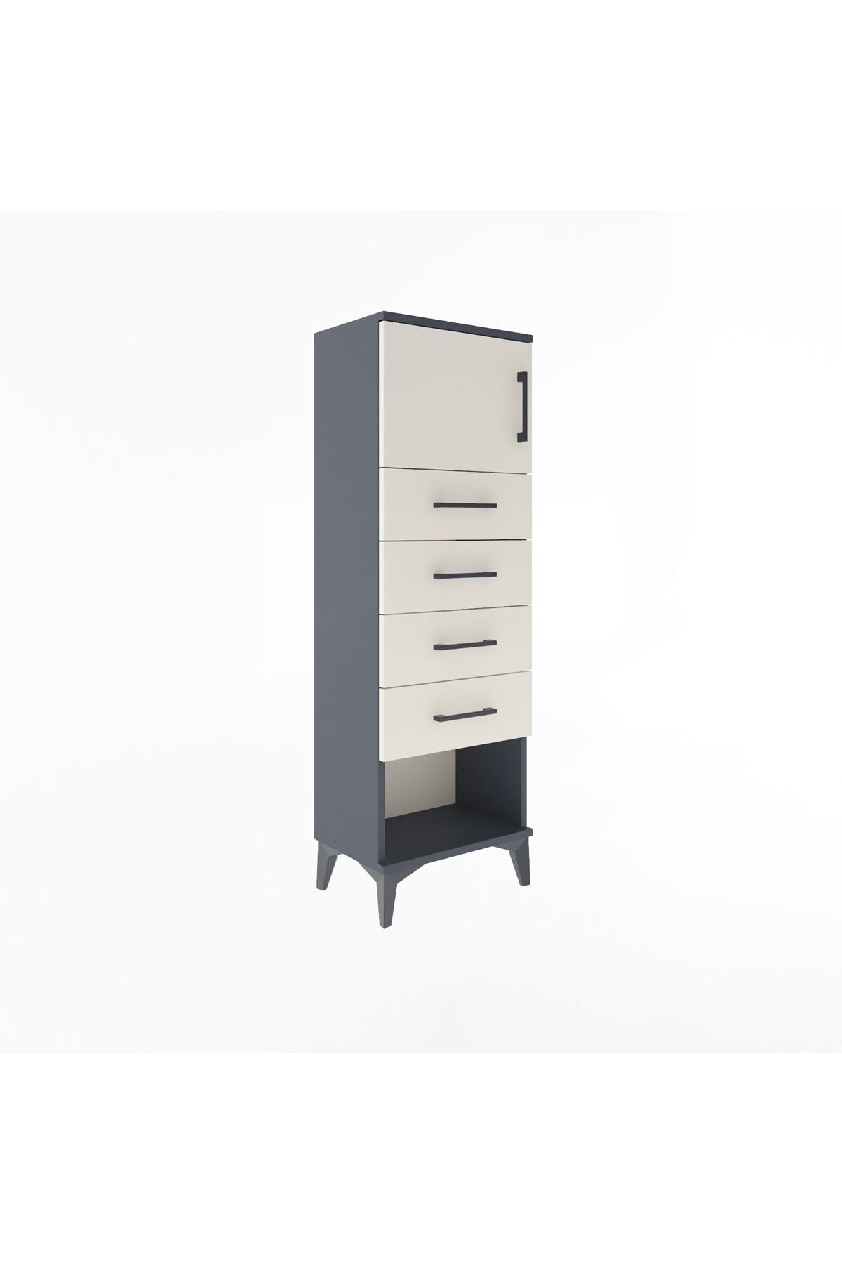 Arges Dolap Tek Raflı 4 Çekmeceli Tek Kapaklı 44x30x134 - S16M068V4A