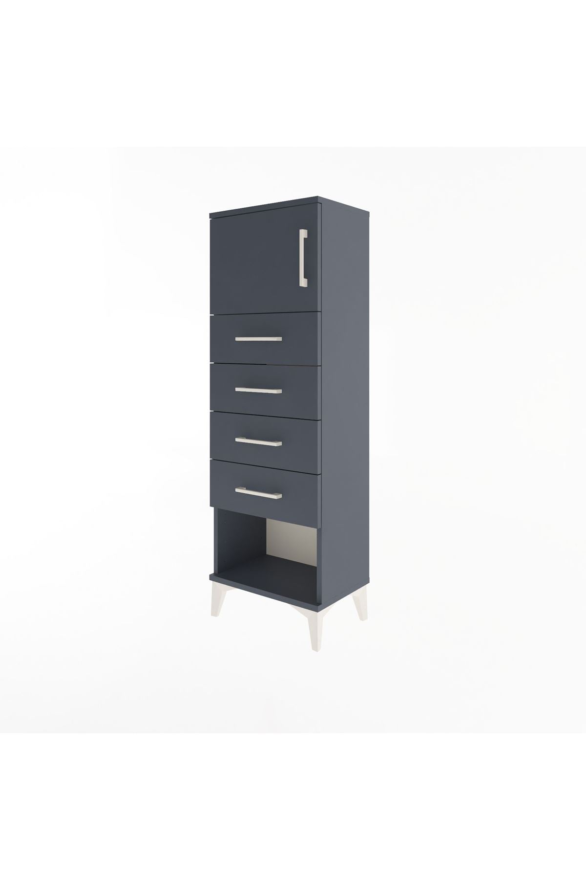 Arges Dolap Tek Raflı 4 Çekmeceli Tek Kapaklı 44x30x134 - S16M068V5A