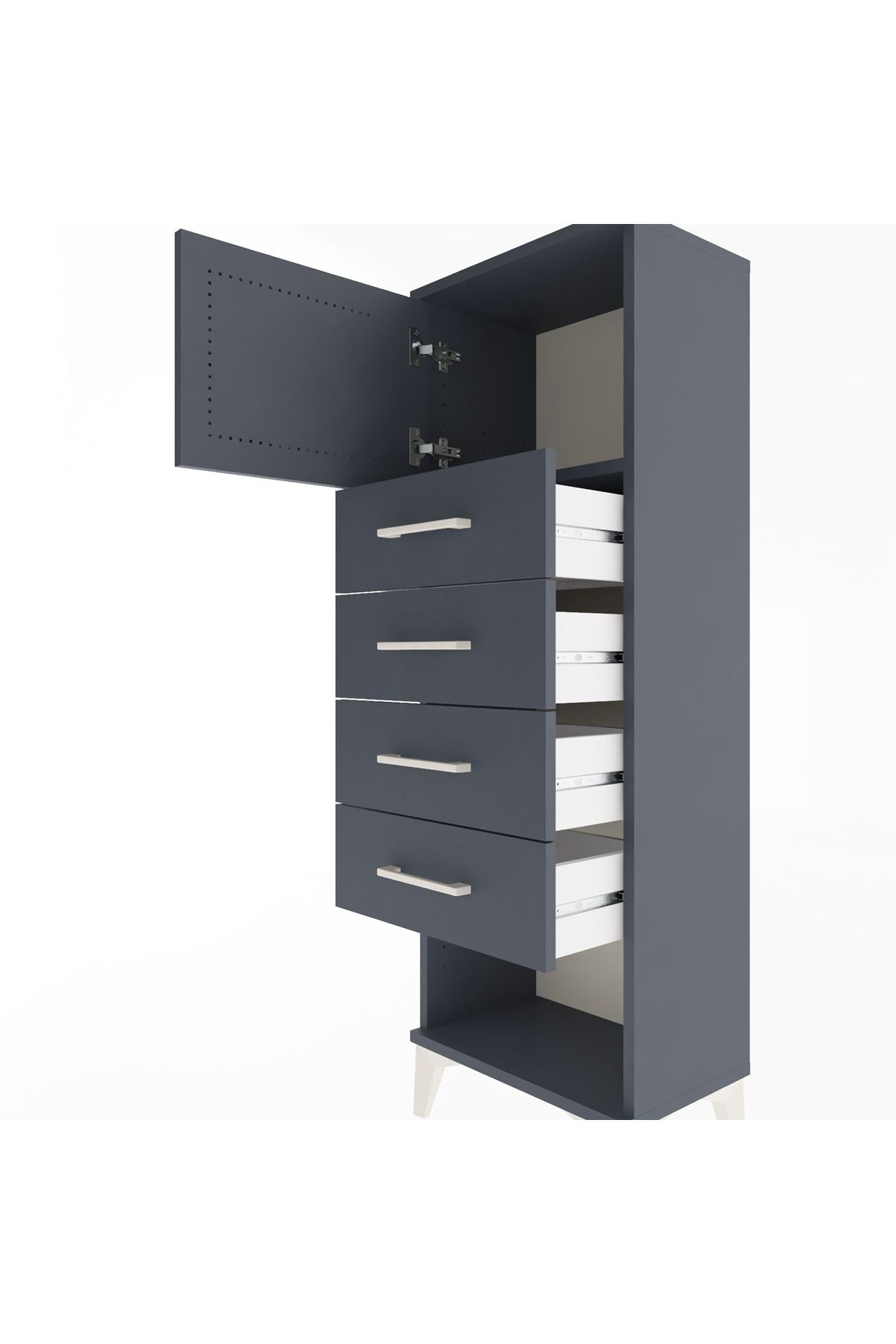 Arges Dolap Tek Raflı 4 Çekmeceli Tek Kapaklı 44x30x134 - S16M068V5A