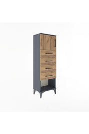 Arges Dolap Tek Raflı 4 Çekmeceli Tek Kapaklı 44x30x134 - S16M068V6A