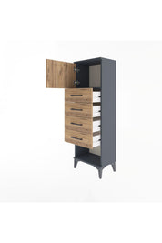 Arges Dolap Tek Raflı 4 Çekmeceli Tek Kapaklı 44x30x134 - S16M068V6A