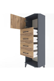 Arges Dolap Tek Raflı 4 Çekmeceli Tek Kapaklı 44x30x134 - S16M068V6A