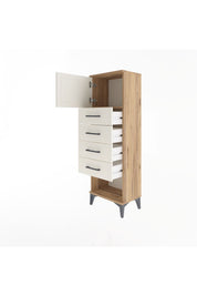 Arges Dolap Tek Raflı 4 Çekmeceli Tek Kapaklı 44x30x134 - S16M068V7A