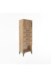 Arges Dolap Tek Raflı 4 Çekmeceli Tek Kapaklı 44x30x134 - S16M068V9A