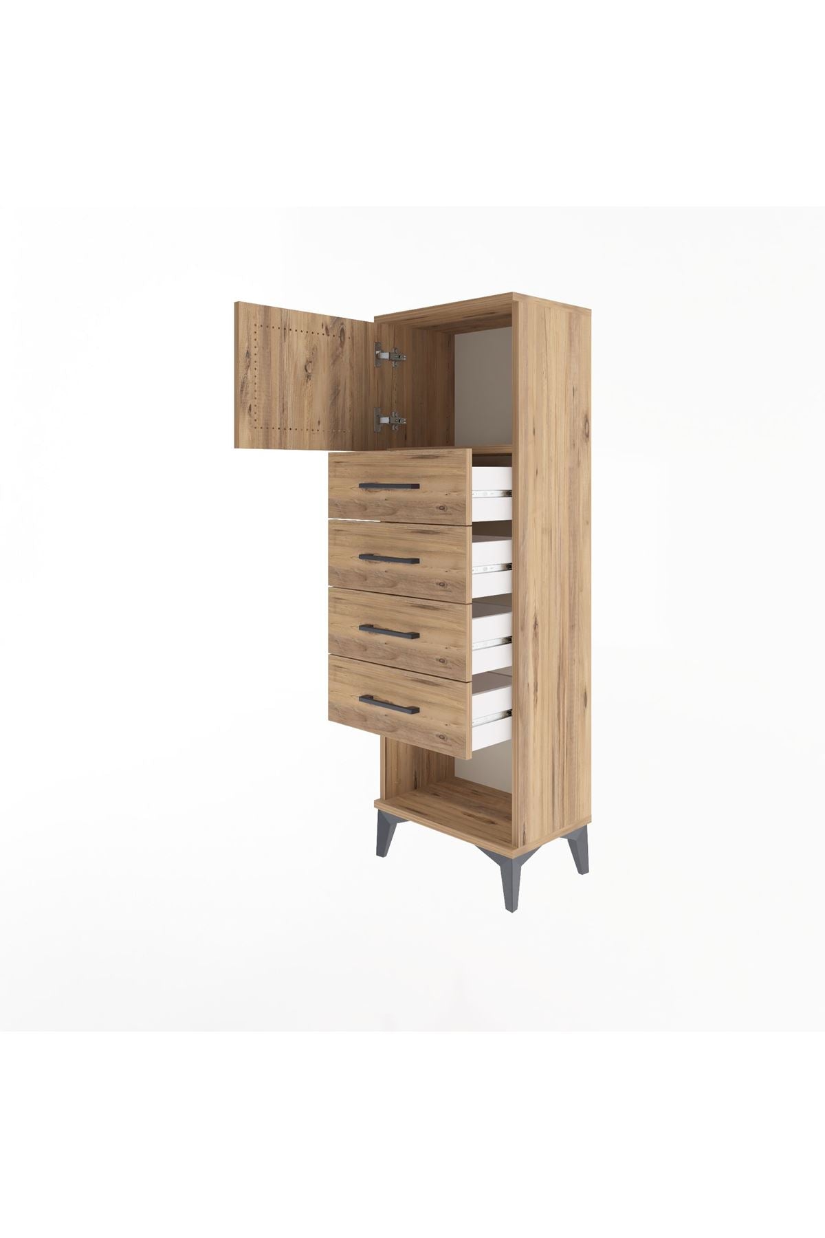 Arges Dolap Tek Raflı 4 Çekmeceli Tek Kapaklı 44x30x134 - S16M068V9A