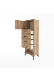Arges Dolap Tek Raflı 4 Çekmeceli Tek Kapaklı 44x30x134 - S16M068V9A