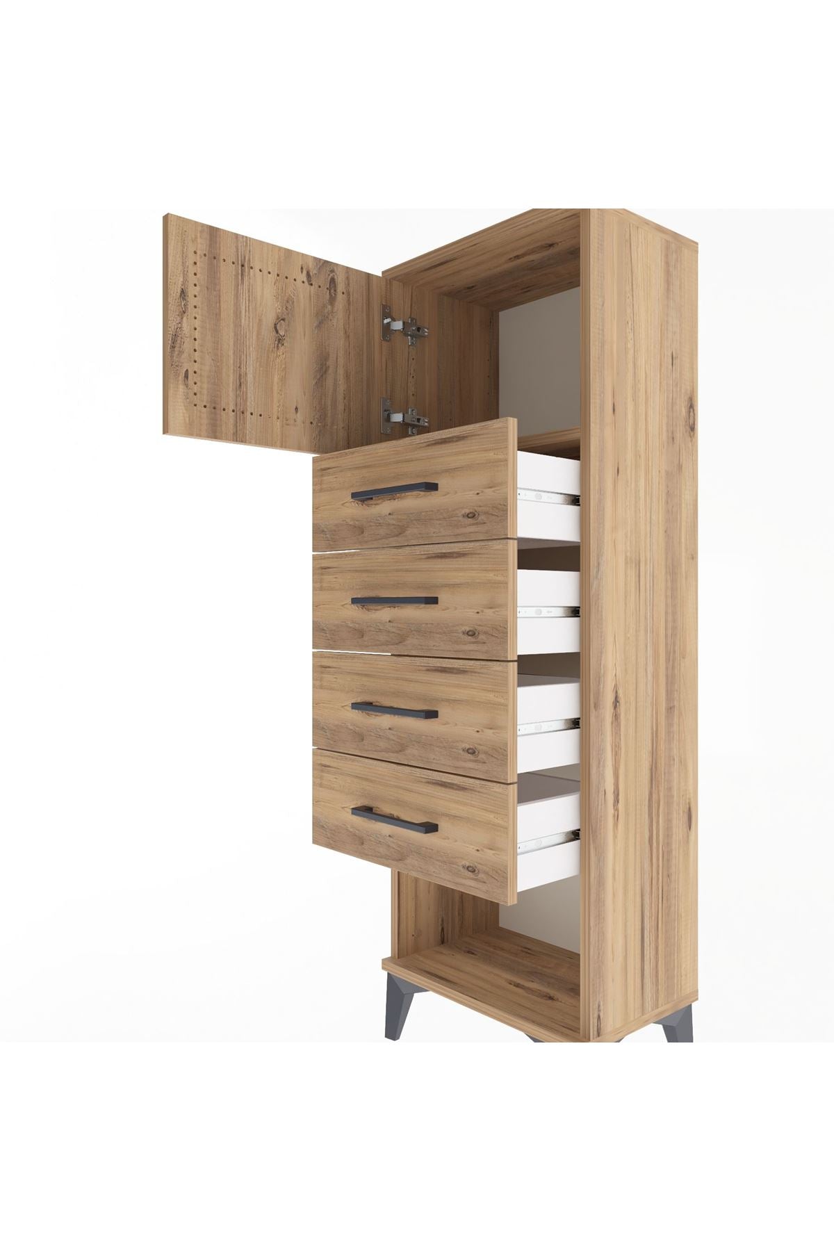 Arges Dolap Tek Raflı 4 Çekmeceli Tek Kapaklı 44x30x134 - S16M068V9A