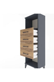 Arges Dolap Tek Raflı 4 Çekmeceli 44x30x134 - S16M069V6A