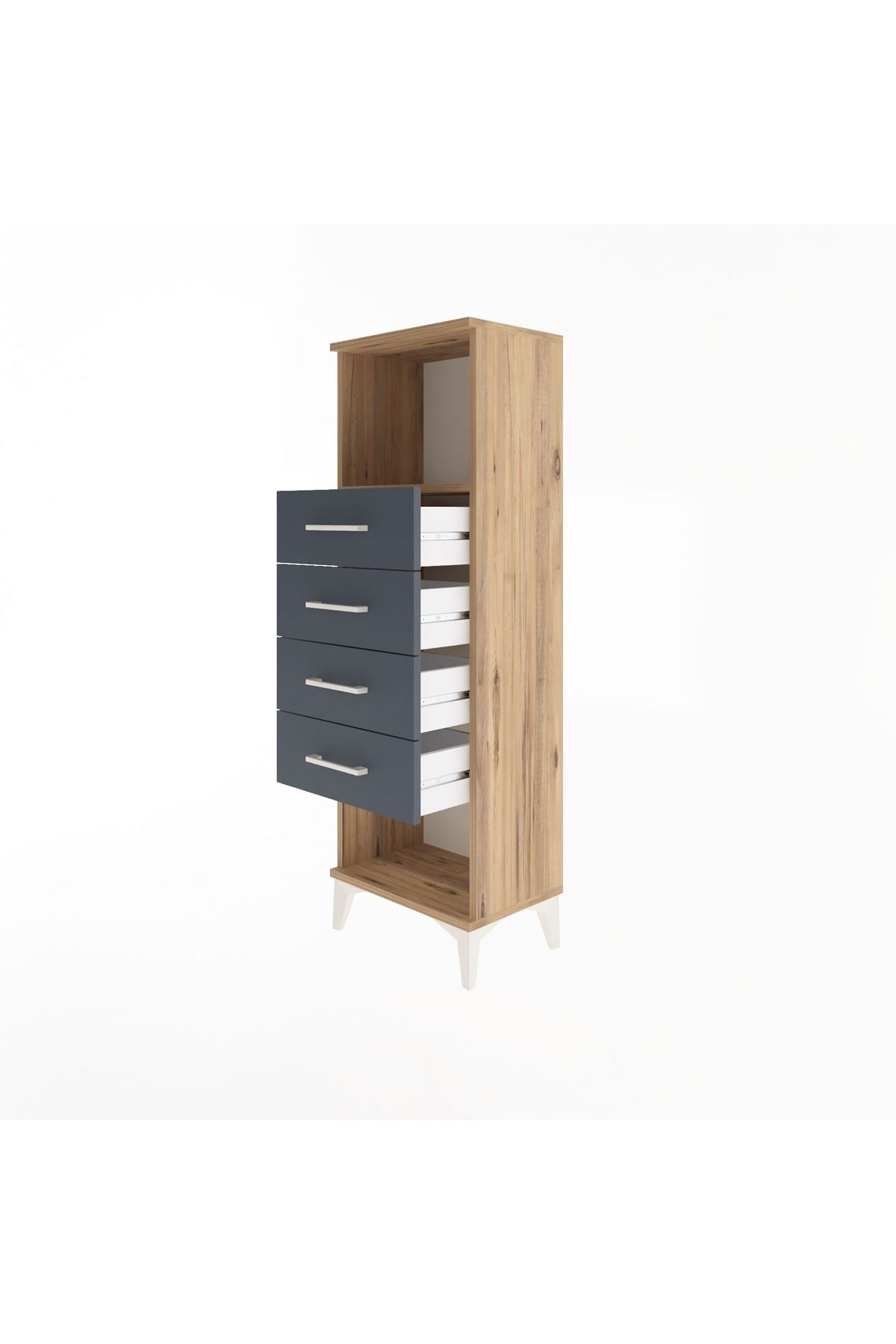 Arges Dolap Tek Raflı 4 Çekmeceli 44x30x134 - S16M069V8A