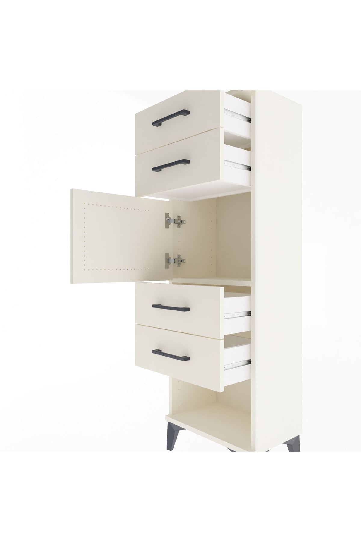 Arges Dolap Tek Raflı 4 Çekmeceli Tek Kapaklı 44x30x134 - S16M070V1A
