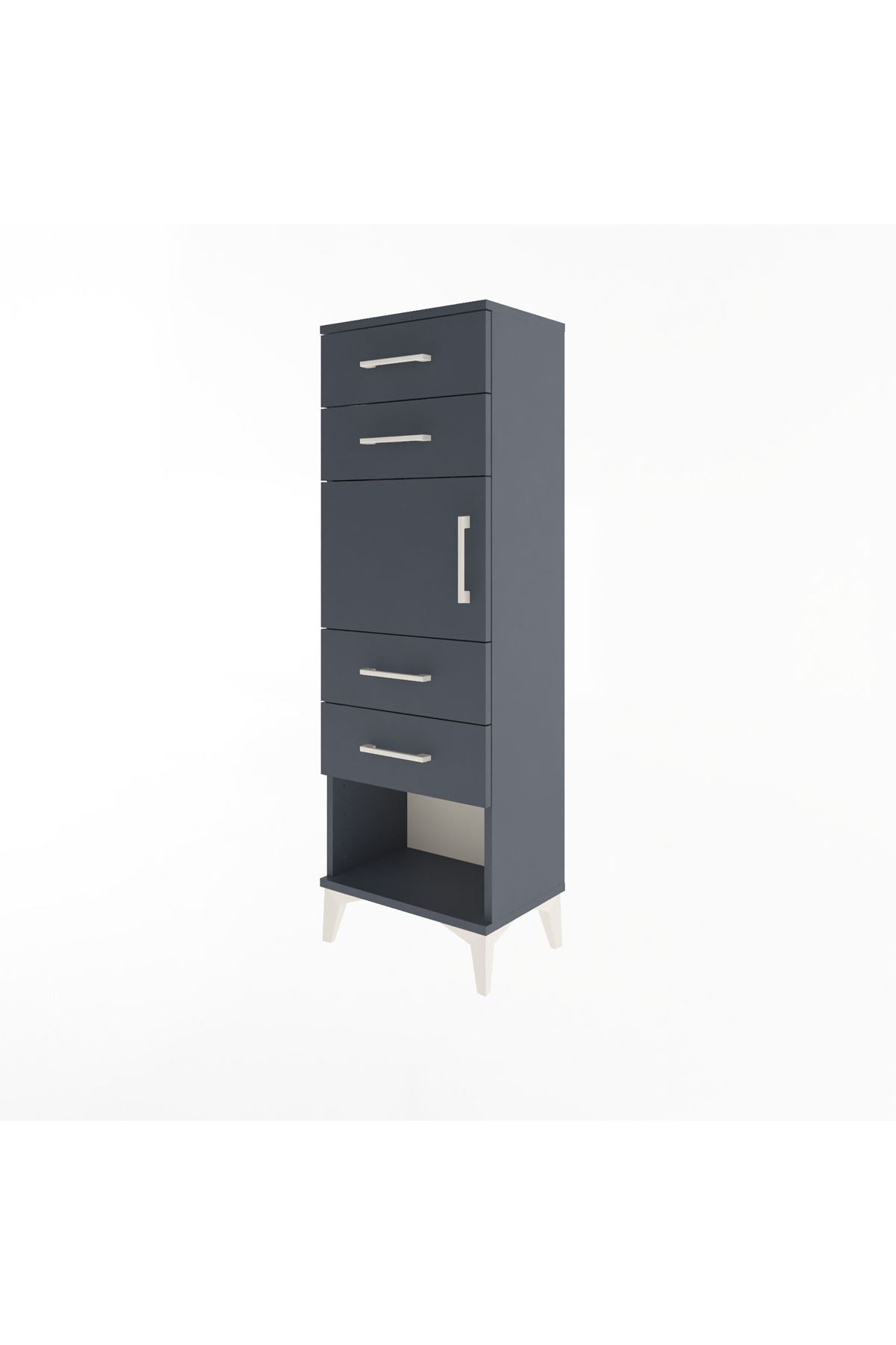 Arges Dolap Tek Raflı 4 Çekmeceli Tek Kapaklı 44x30x134 - S16M070V5A