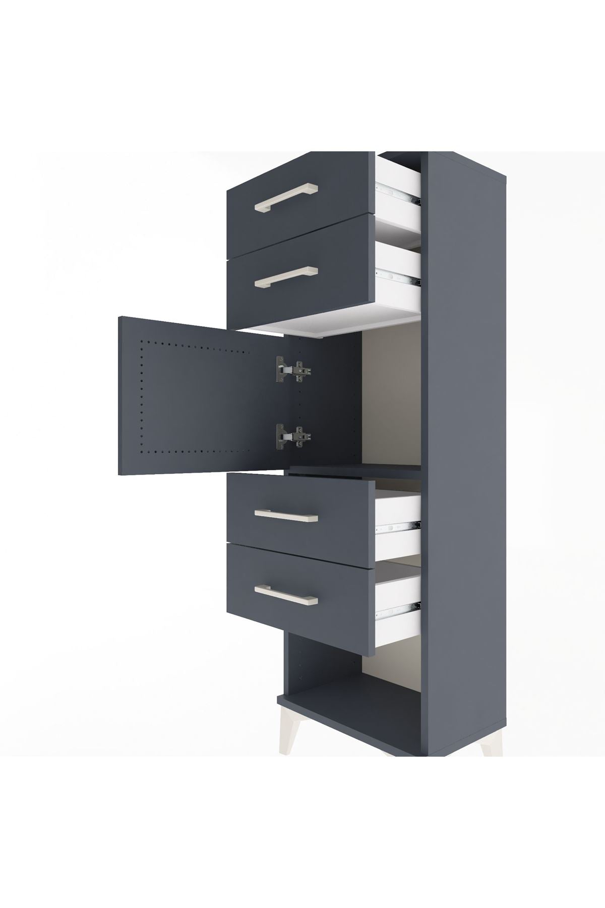 Arges Dolap Tek Raflı 4 Çekmeceli Tek Kapaklı 44x30x134 - S16M070V5A