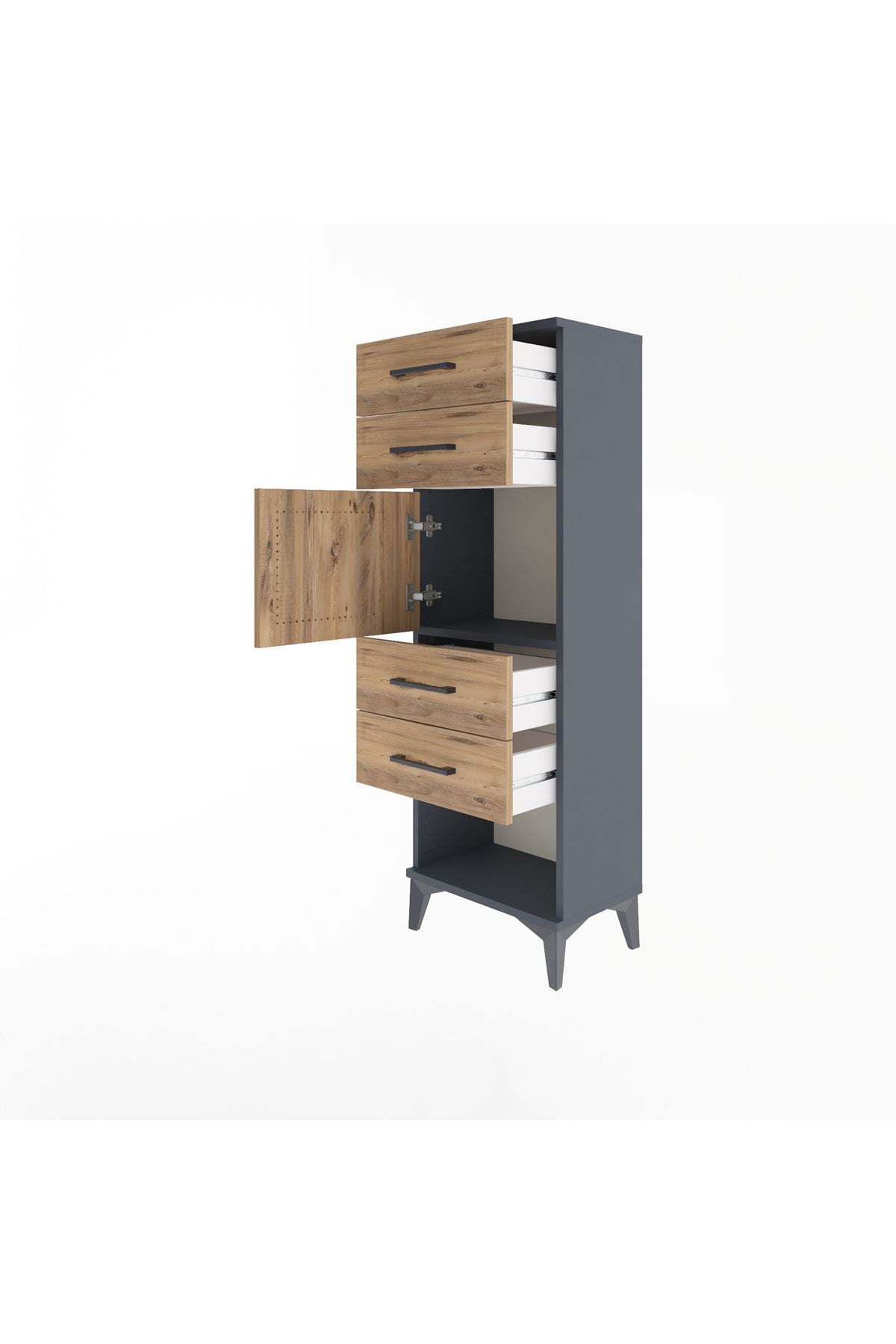 Arges Dolap Tek Raflı 4 Çekmeceli Tek Kapaklı 44x30x134 - S16M070V6A