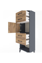 Arges Dolap Tek Raflı 4 Çekmeceli Tek Kapaklı 44x30x134 - S16M070V6A