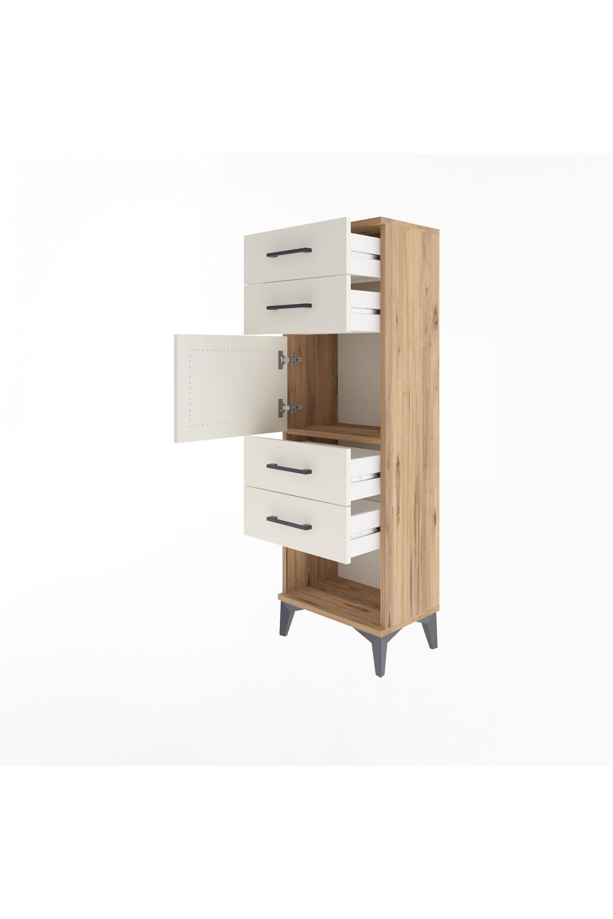 Arges Dolap Tek Raflı 4 Çekmeceli Tek Kapaklı 44x30x134 - S16M070V7A