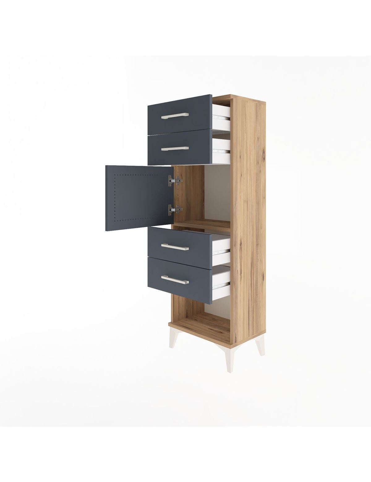 Arges Dolap Tek Raflı 4 Çekmeceli Tek Kapaklı 44x30x134 - S16M070V8A