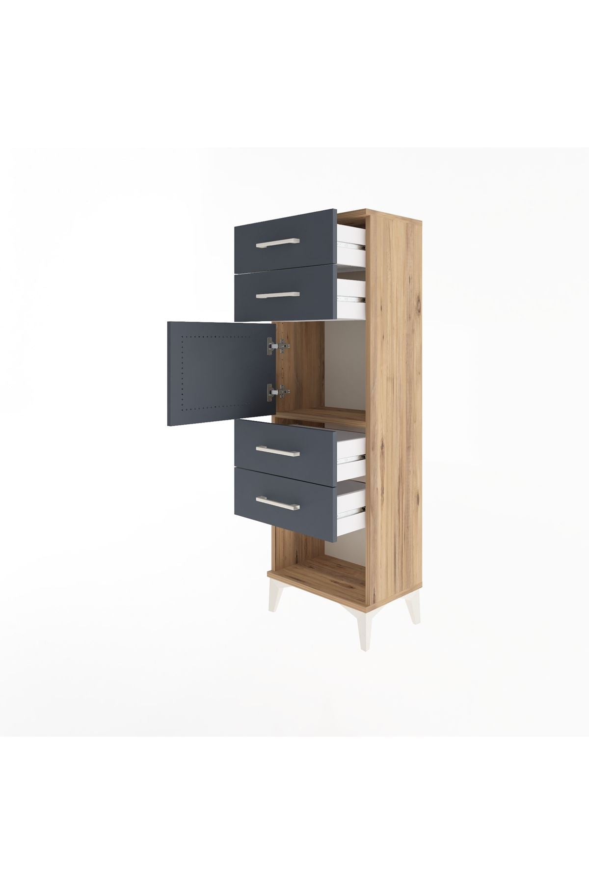 Arges Dolap Tek Raflı 4 Çekmeceli Tek Kapaklı 44x30x134 - S16M070V8A