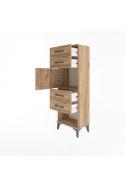 Arges Dolap Tek Raflı 4 Çekmeceli Tek Kapaklı 44x30x134 - S16M070V9A