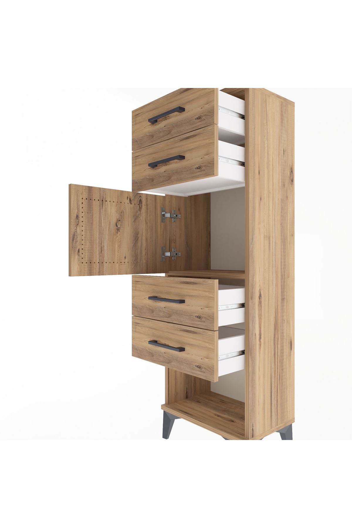 Arges Dolap Tek Raflı 4 Çekmeceli Tek Kapaklı 44x30x134 - S16M070V9A