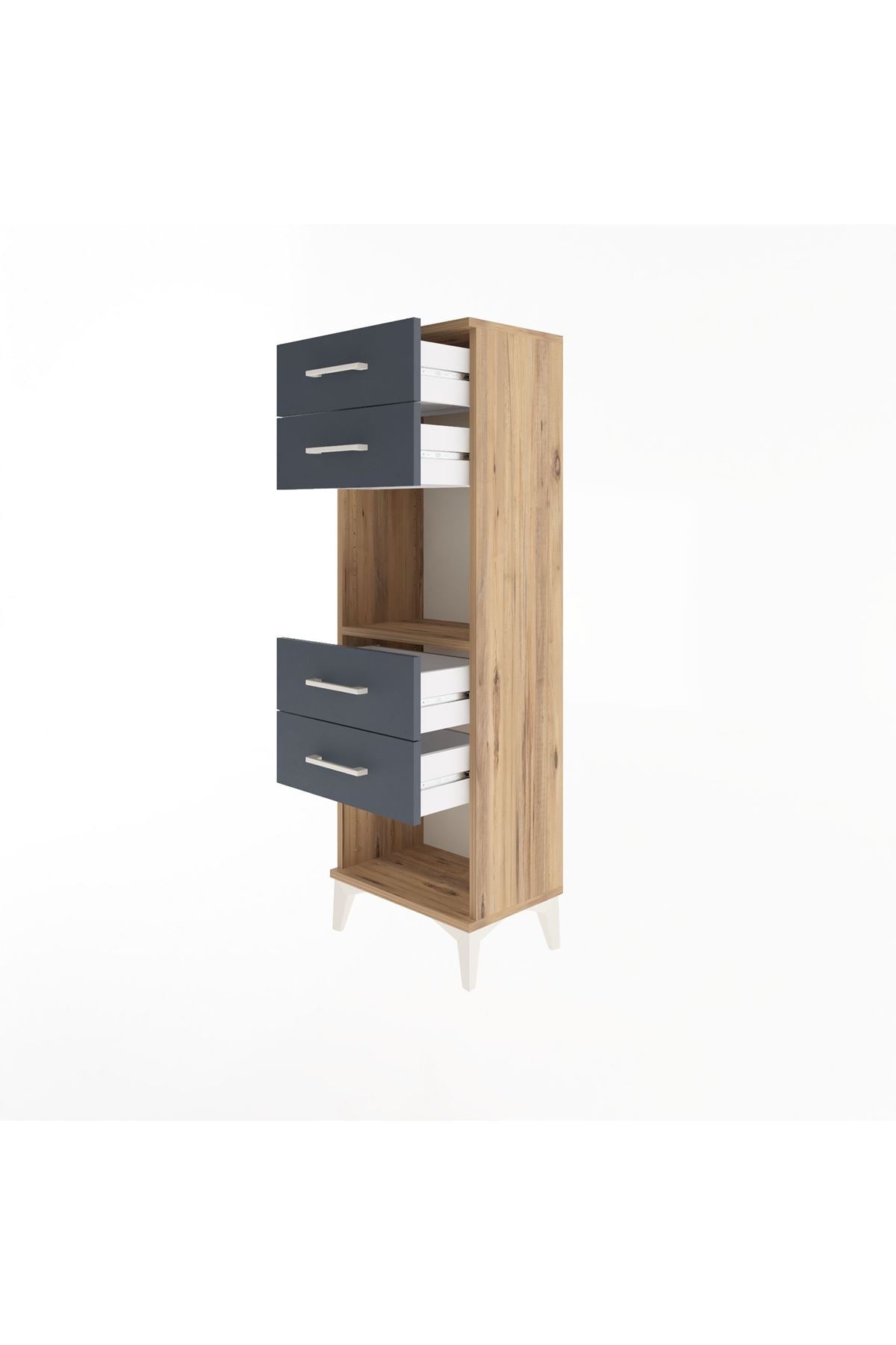 Arges Dolap Tek Raflı 4 Çekmeceli 44x30x134 - S16M071V8A