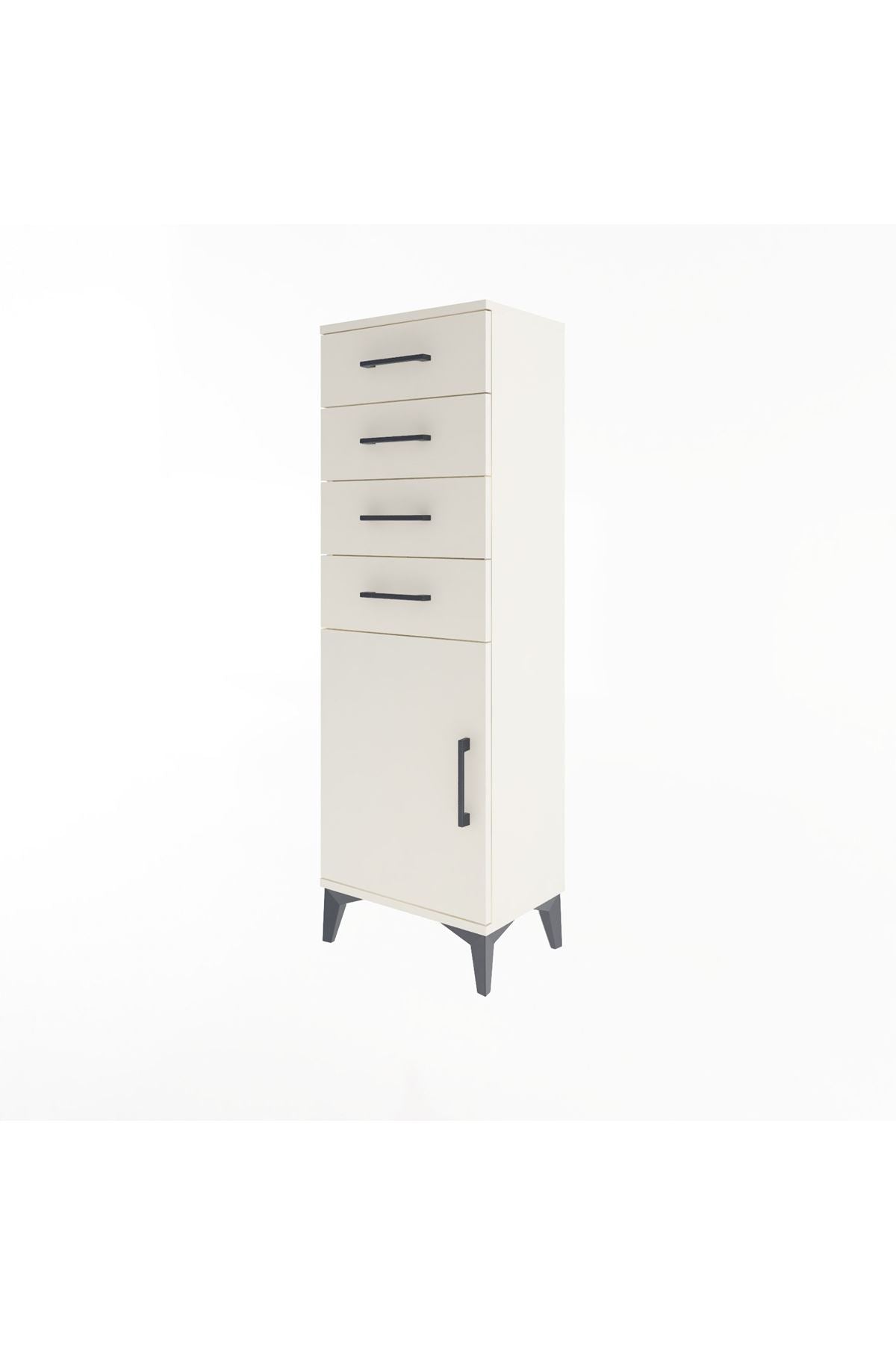 Arges Dolap Tek Raflı 4 Çekmeceli Tek Kapaklı 44x30x134 - S16M072V1A