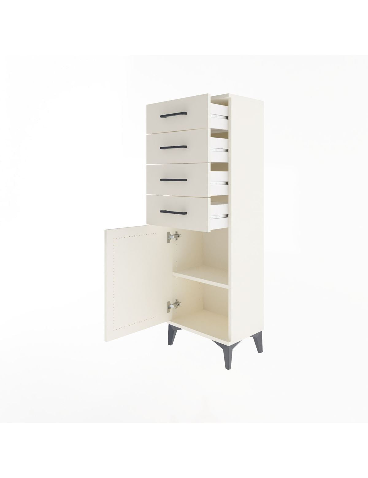 Arges Dolap Tek Raflı 4 Çekmeceli Tek Kapaklı 44x30x134 - S16M072V1A