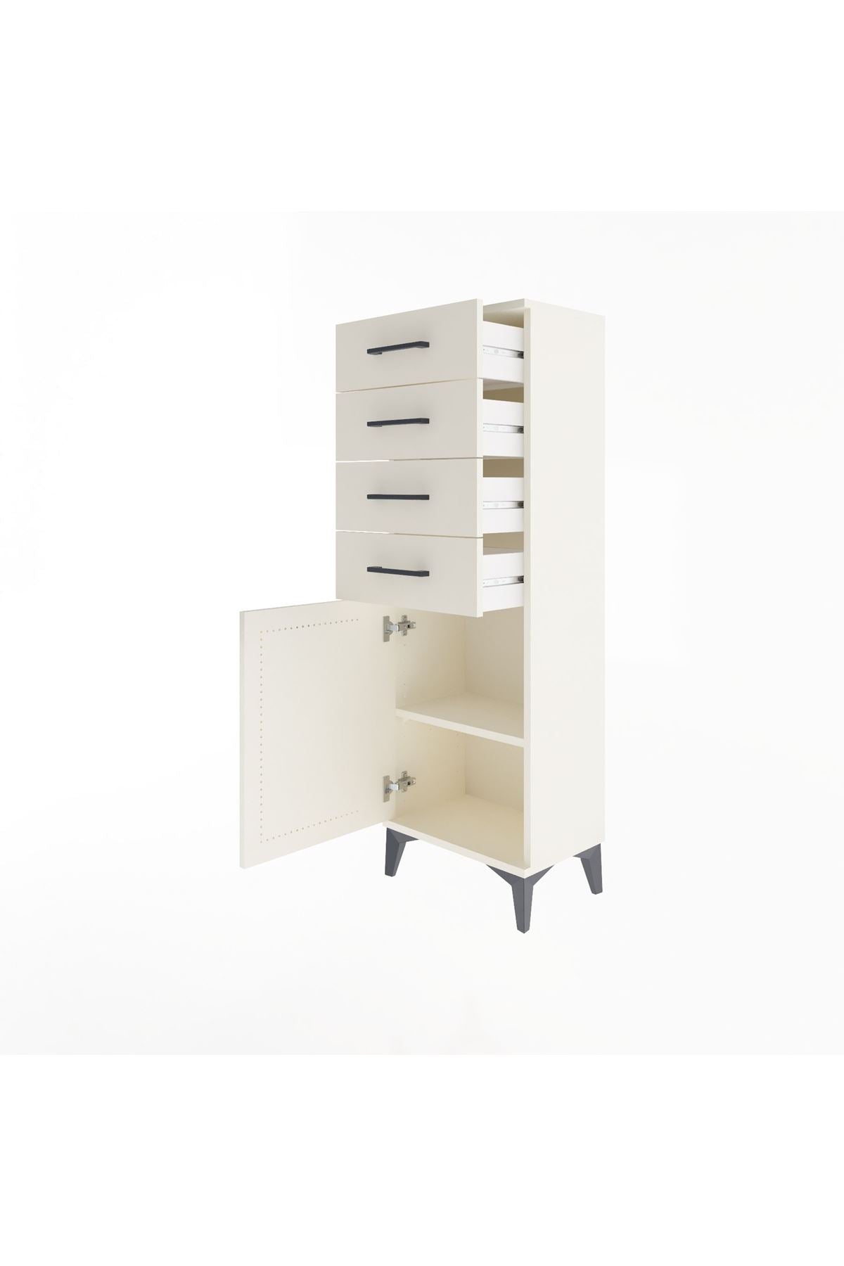 Arges Dolap Tek Raflı 4 Çekmeceli Tek Kapaklı 44x30x134 - S16M072V1A