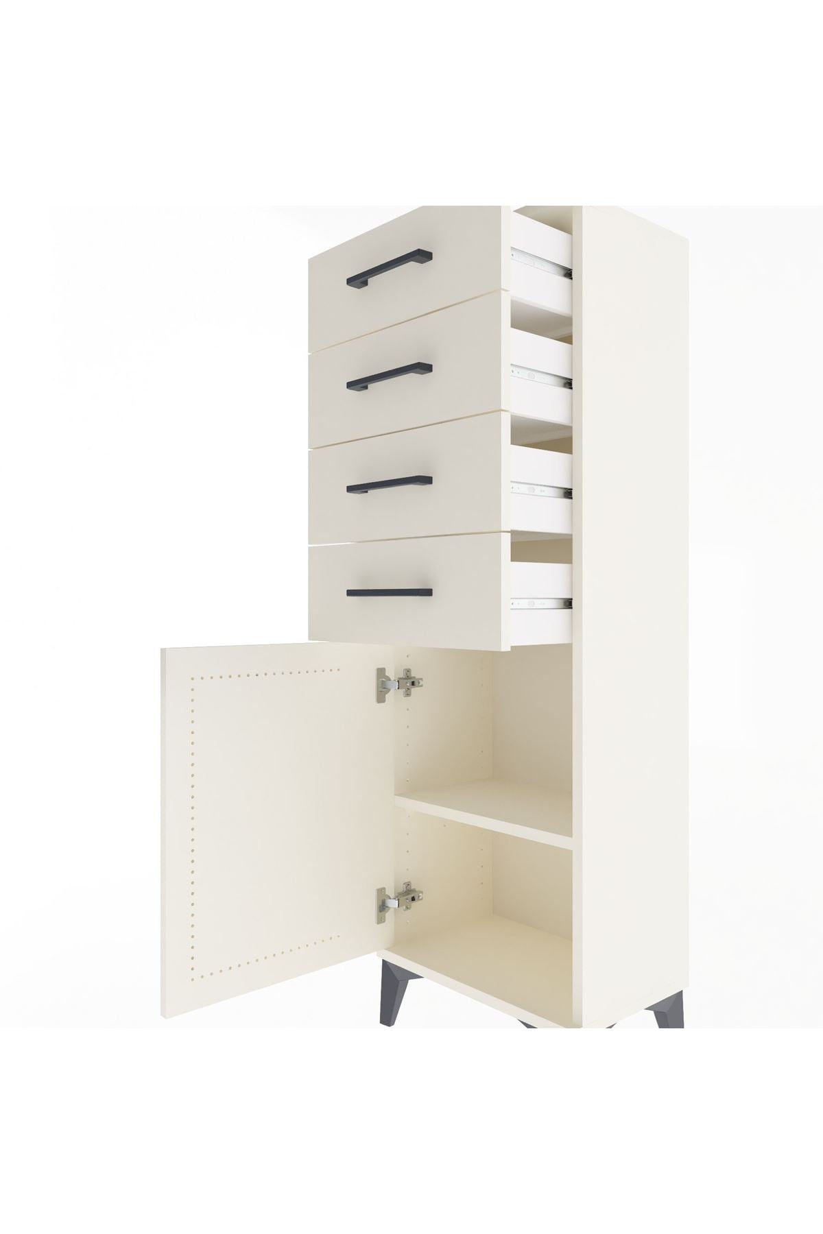 Arges Dolap Tek Raflı 4 Çekmeceli Tek Kapaklı 44x30x134 - S16M072V1A