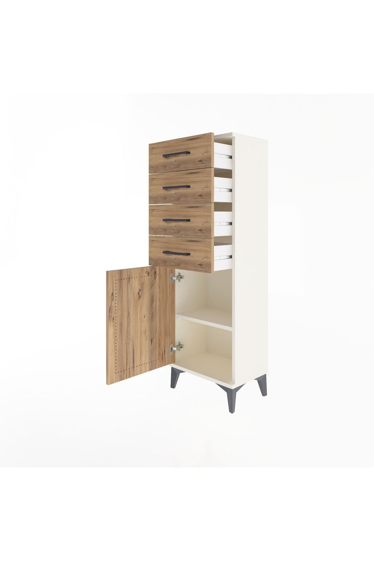 Arges Dolap Tek Raflı 4 Çekmeceli Tek Kapaklı 44x30x134 - S16M072V3A