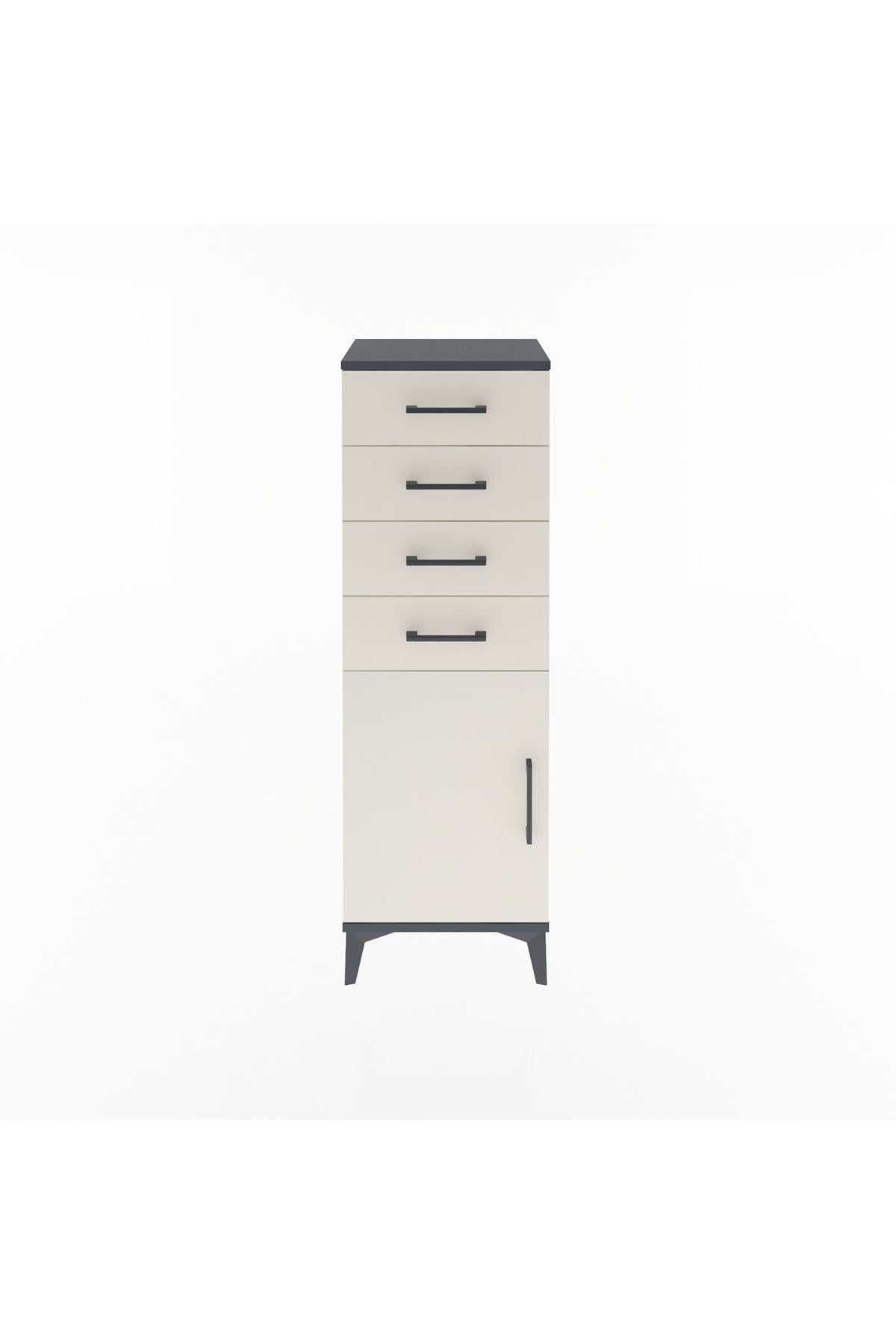 Arges Dolap Tek Raflı 4 Çekmeceli Tek Kapaklı 44x30x134 - S16M072V4A