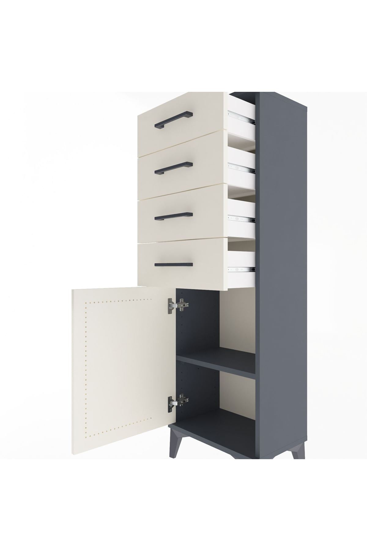 Arges Dolap Tek Raflı 4 Çekmeceli Tek Kapaklı 44x30x134 - S16M072V4A