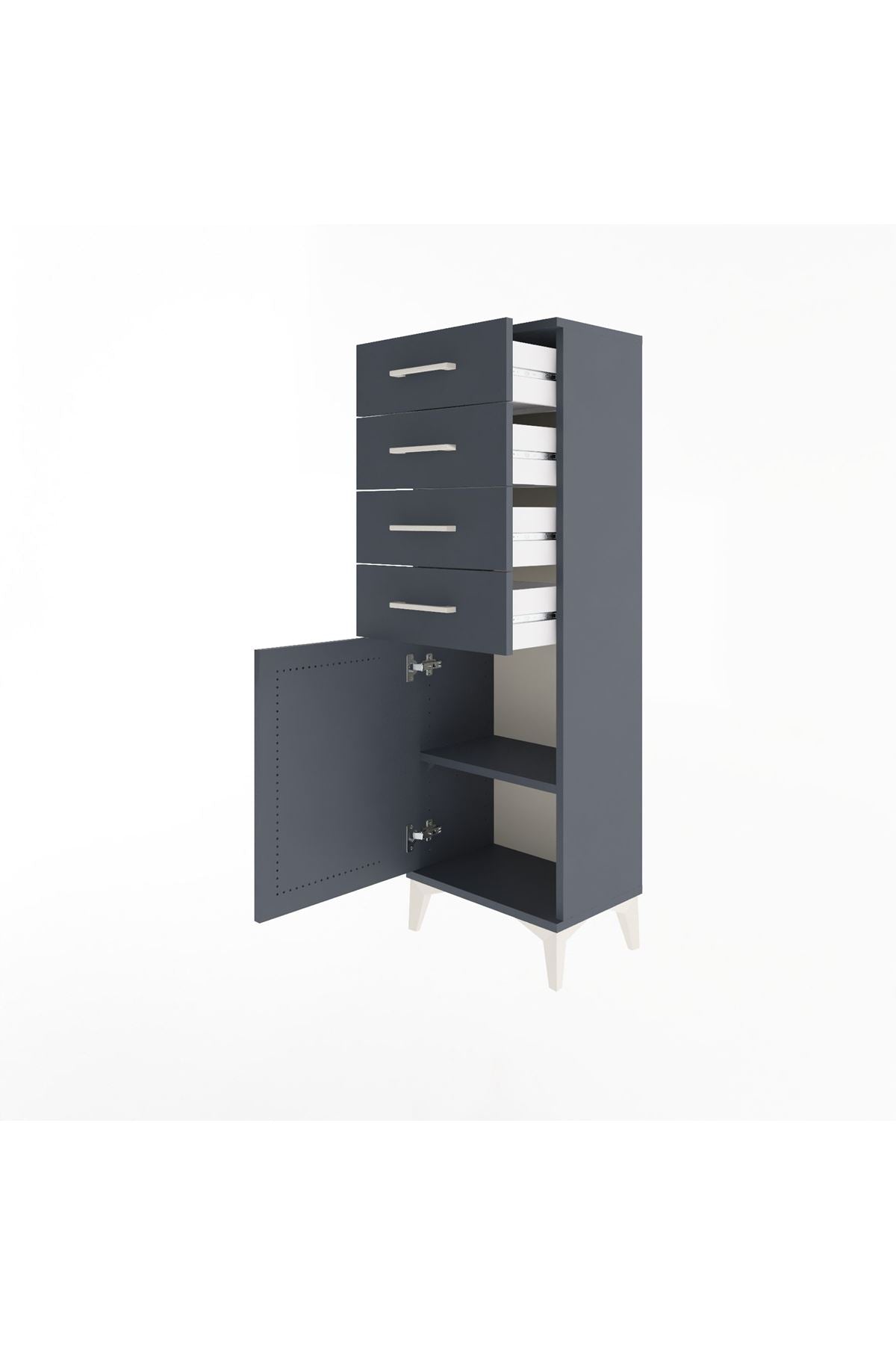 Arges Dolap Tek Raflı 4 Çekmeceli Tek Kapaklı 44x30x134 - S16M072V5A