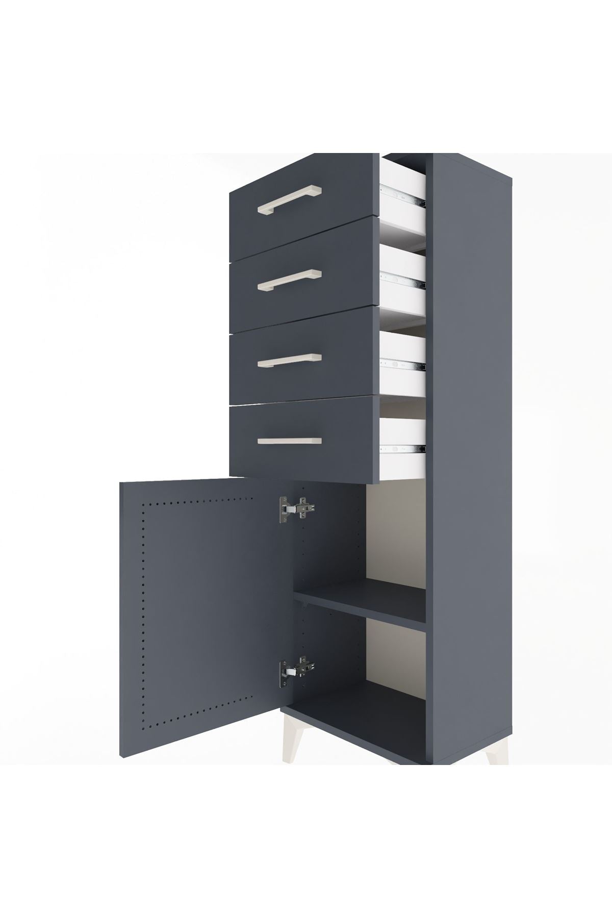 Arges Dolap Tek Raflı 4 Çekmeceli Tek Kapaklı 44x30x134 - S16M072V5A