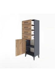 Arges Dolap Tek Raflı 4 Çekmeceli Tek Kapaklı 44x30x134 - S16M072V6A