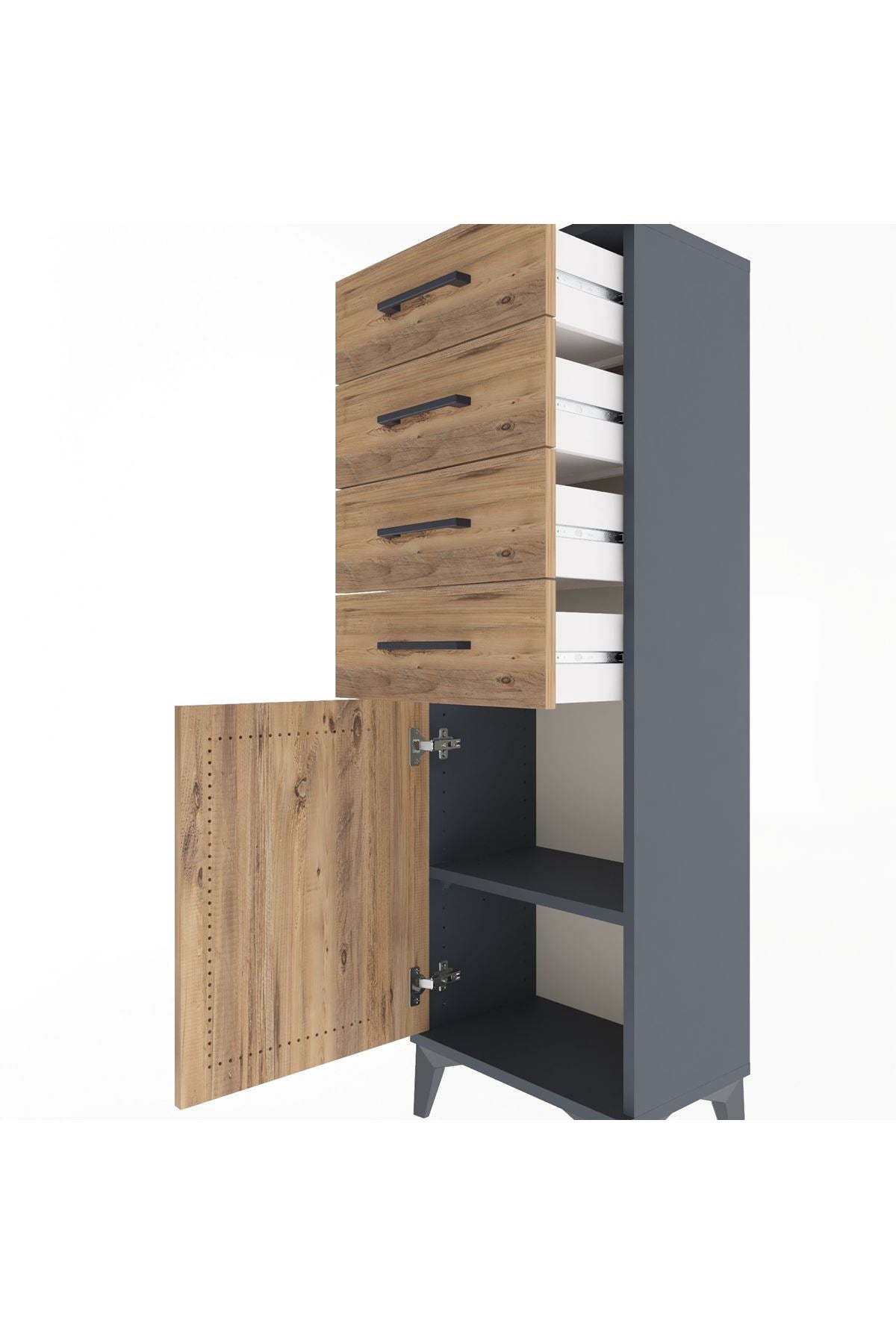 Arges Dolap Tek Raflı 4 Çekmeceli Tek Kapaklı 44x30x134 - S16M072V6A