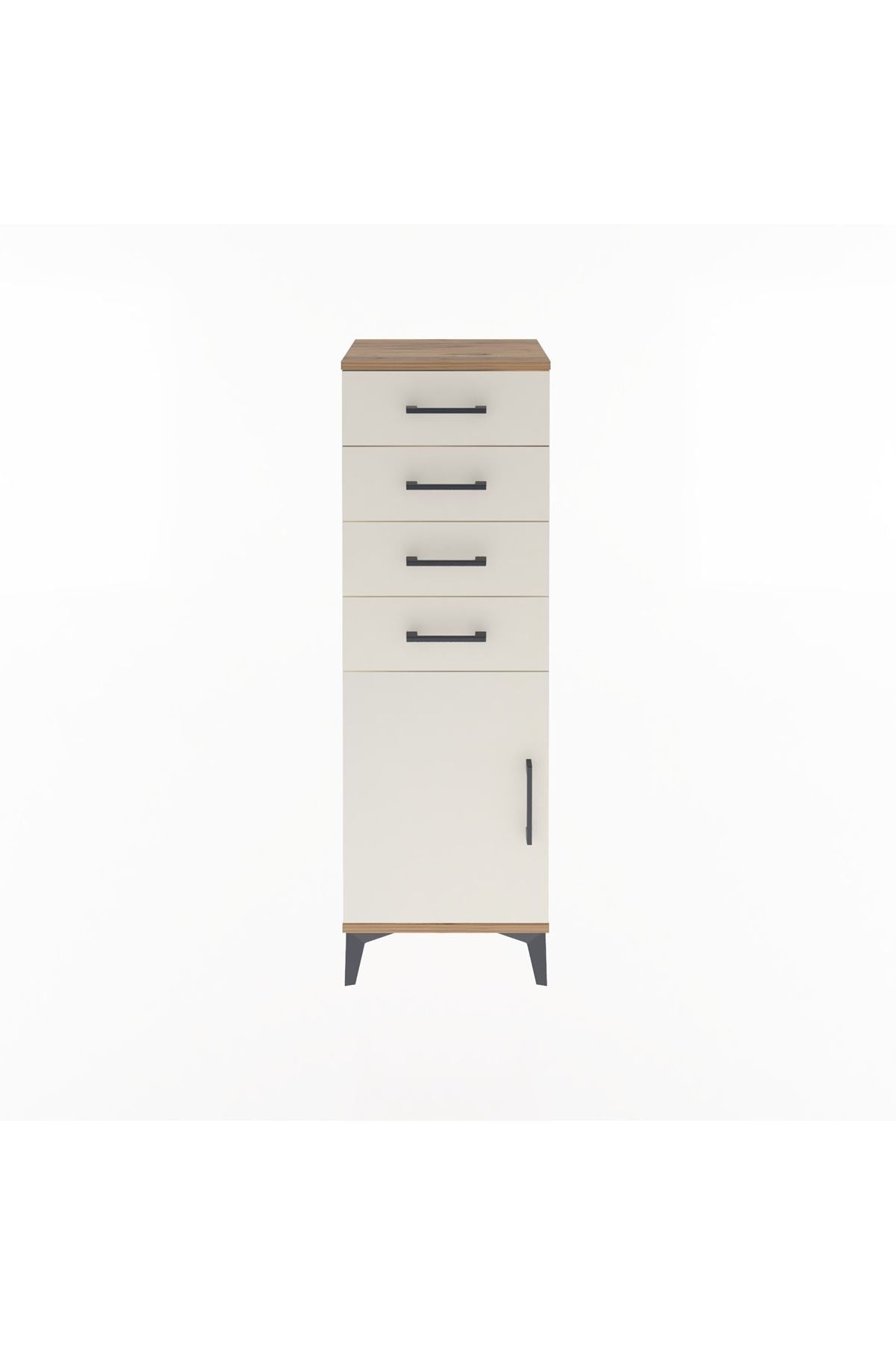 Arges Dolap Tek Raflı 4 Çekmeceli Tek Kapaklı 44x30x134 - S16M072V7A