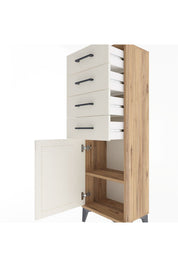 Arges Dolap Tek Raflı 4 Çekmeceli Tek Kapaklı 44x30x134 - S16M072V7A