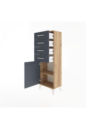 Arges Dolap Tek Raflı 4 Çekmeceli Tek Kapaklı 44x30x134 - S16M072V8A