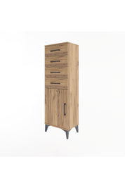 Arges Dolap Tek Raflı 4 Çekmeceli Tek Kapaklı 44x30x134 - S16M072V9A