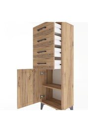 Arges Dolap Tek Raflı 4 Çekmeceli Tek Kapaklı 44x30x134 - S16M072V9A