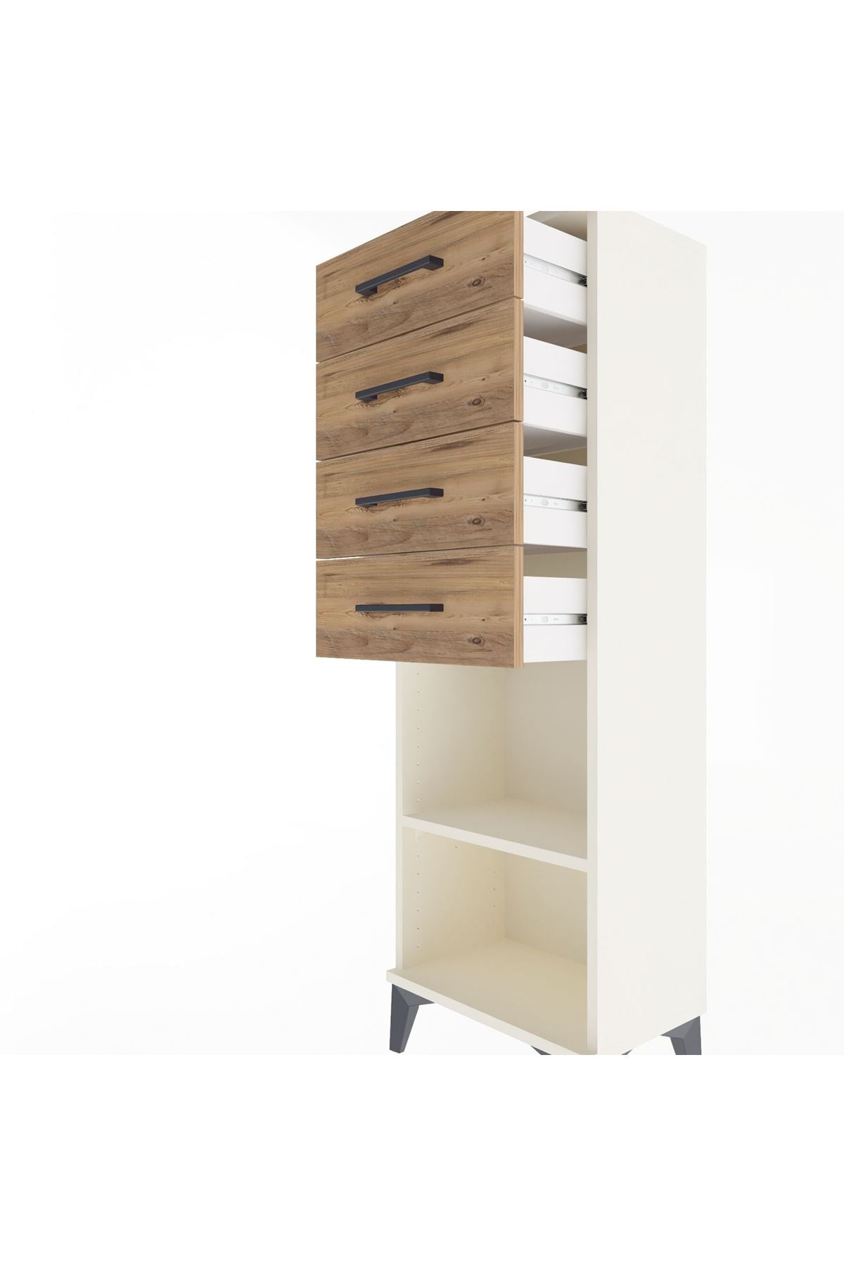 Arges Dolap Tek Raflı 4 Çekmeceli 44x30x134 - S16M073V3A