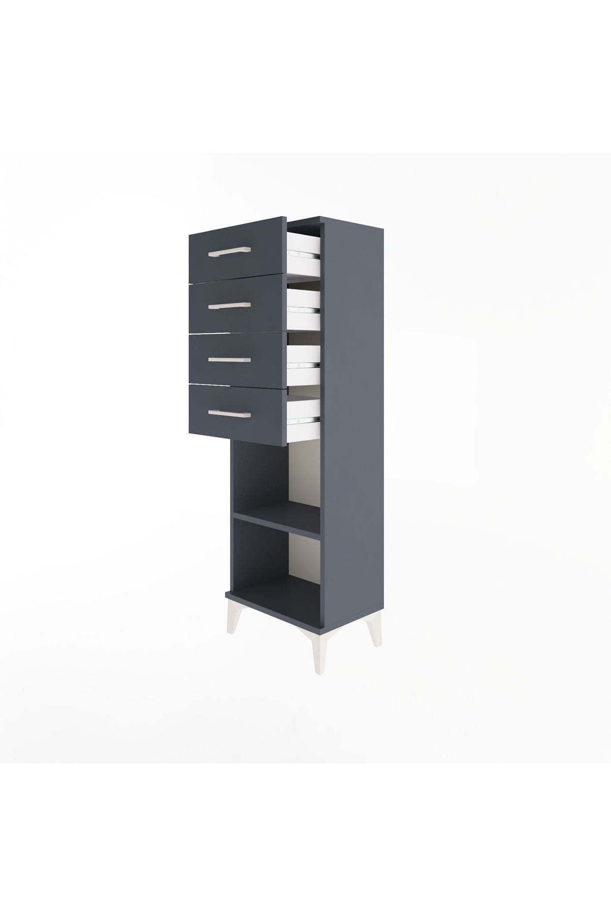 Arges Dolap Tek Raflı 4 Çekmeceli 44x30x134 - S16M073V5A