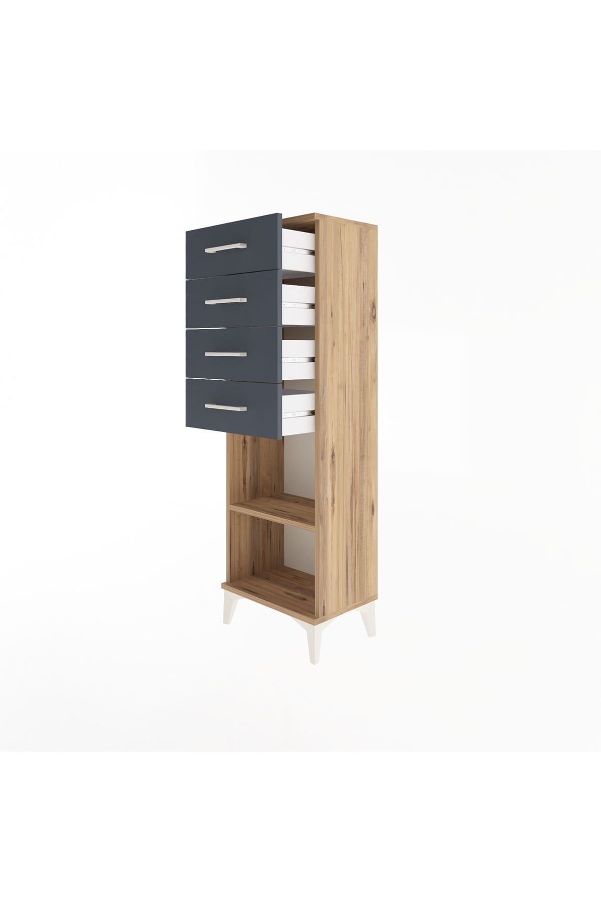 Arges Dolap Tek Raflı 4 Çekmeceli 44x30x134 - S16M073V8A