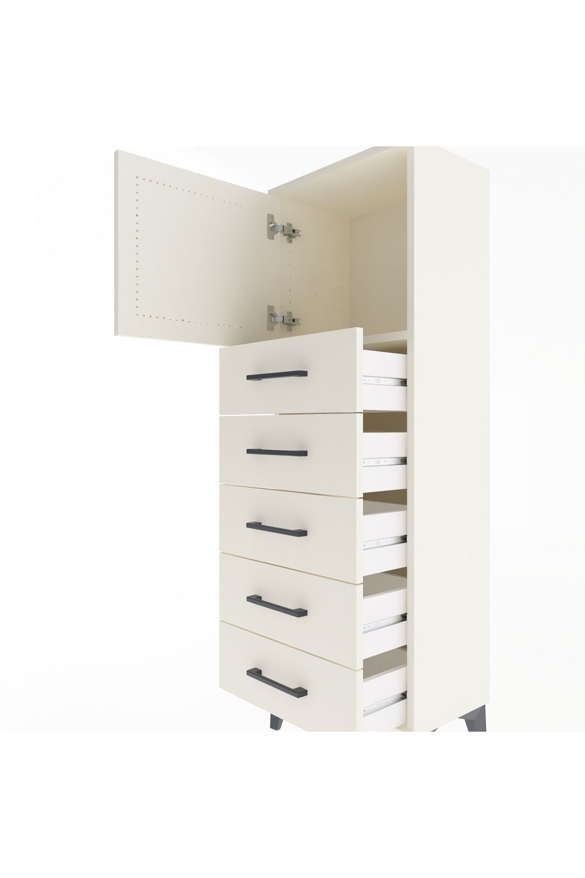 Arges Dolap Tek Raflı 5 Çekmeceli Tek Kapaklı 44x30x134 - S16M074V1A